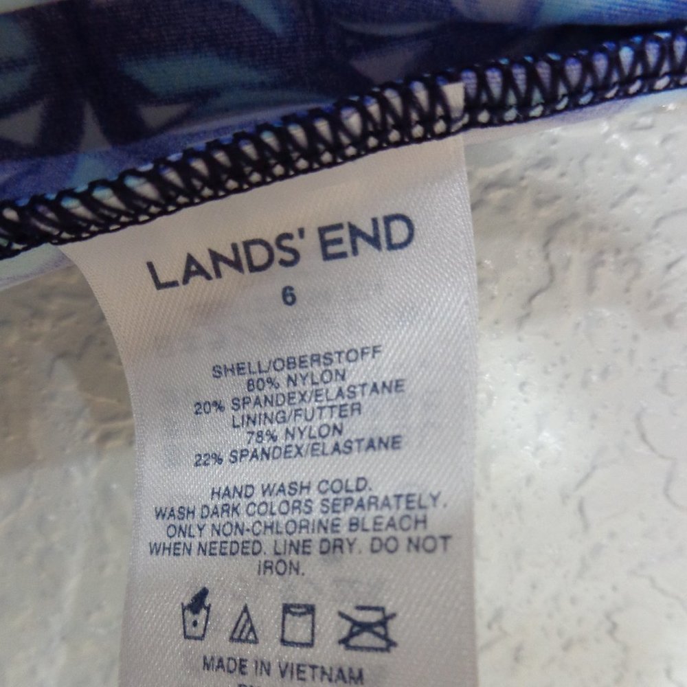 Lands End Size 6 Scoop Neck Blue Purple Floral Tankini Swim Top Padded - Picture 4 of 5